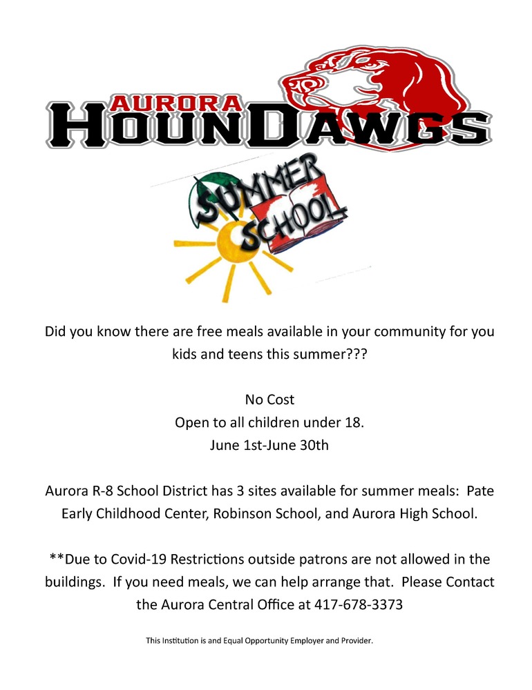Summer School 2021 Meal Program